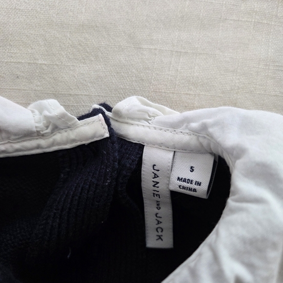 Janie & Jack Navy Blue Cable Knit Sweater with White Collar 4t/5t Girls - Picture 3 of 6